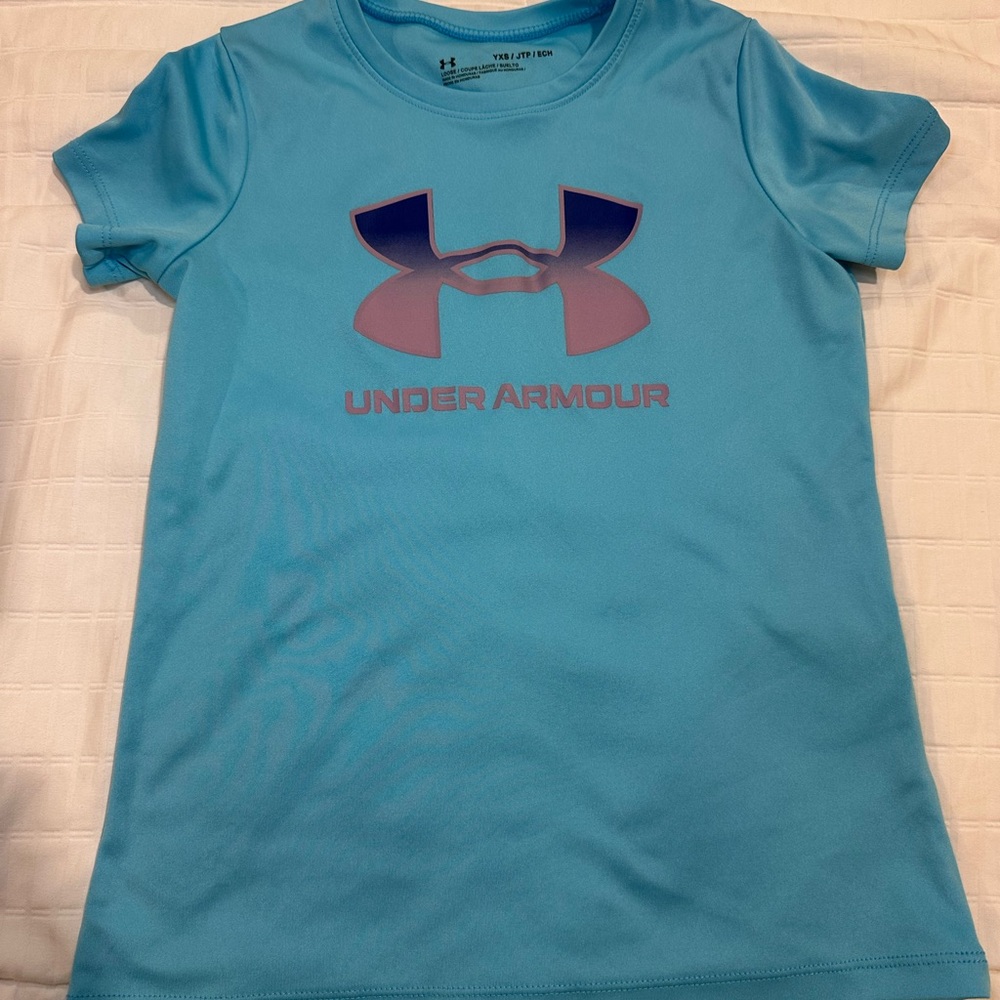 Kids Under Armour Aqua and Navy Tee